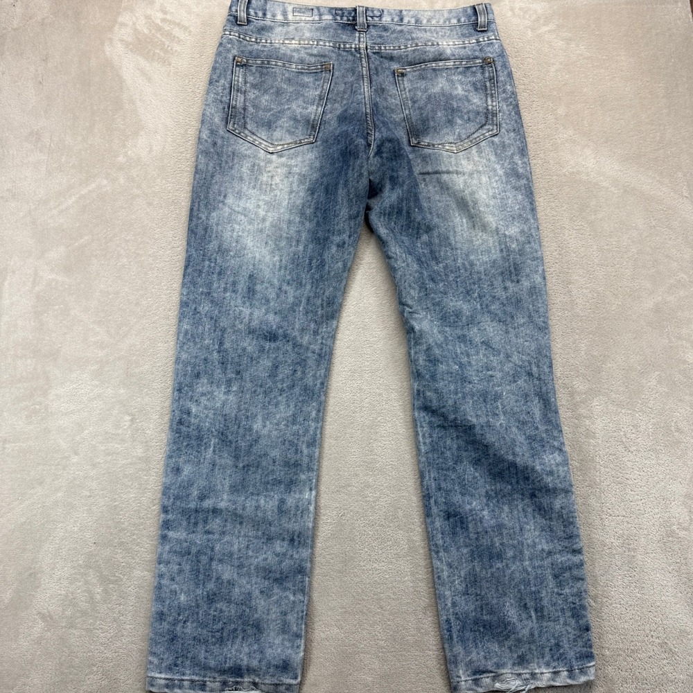 pd&c Jeans Mens 34x32 Blue Slim Straight Acid Wash Denim Stretch Streetwear‎ - Picture 5 of 11